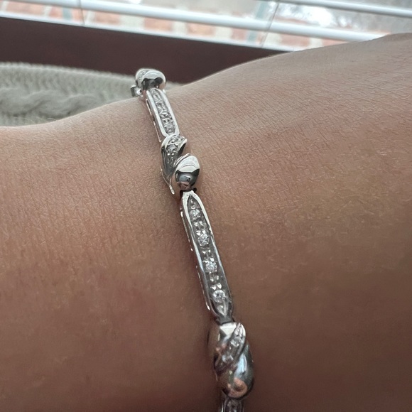 18 K White gold and Zirconia bracelet - Picture 3 of 6